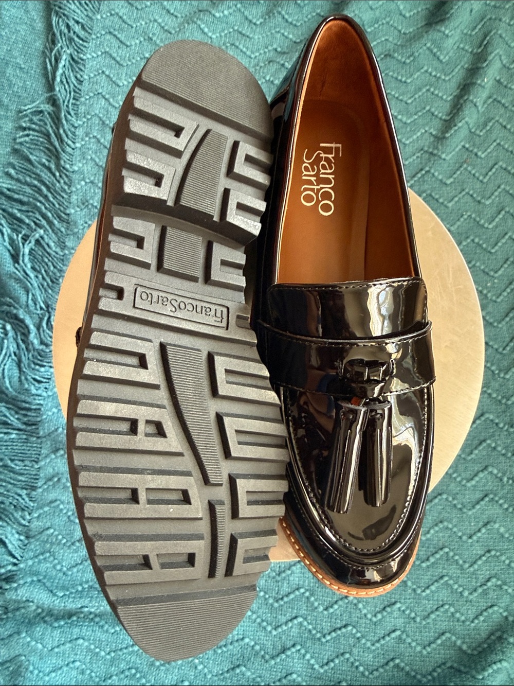NWOT Franco Sarto Black Patent Tassel Loafers - Picture 12 of 16